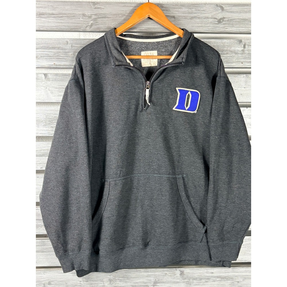 Alta Gracia Duke Blue Devils Mens XL 1/4 Zip Sweatshirt Dark Gray embroided